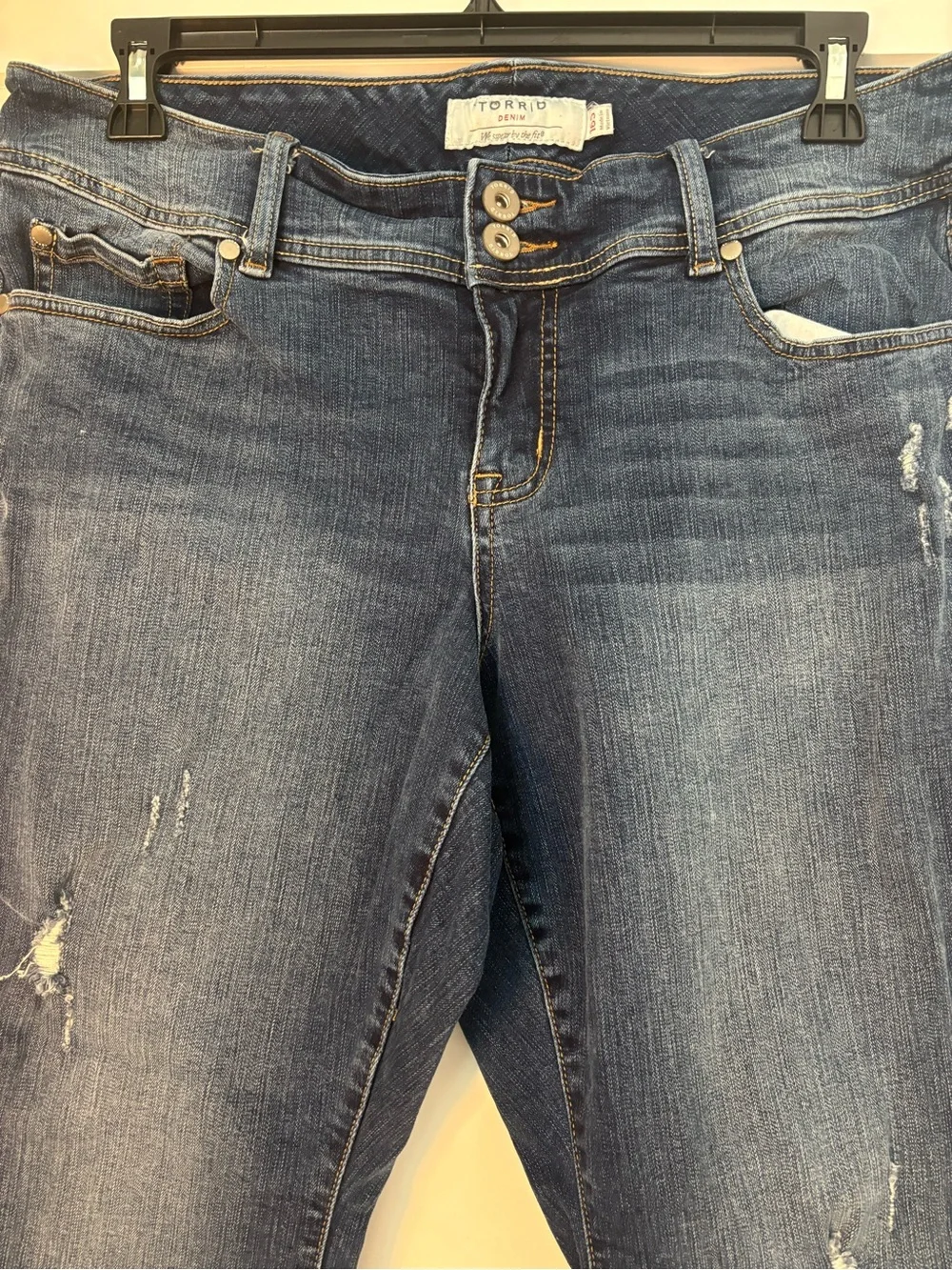torrid Dark Blue Flare Jeans with Subtle Distressing size 16Short
